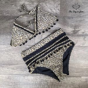 Leopard print High waist swimsuit set